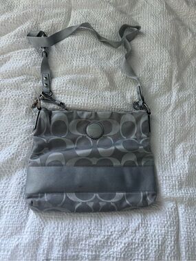 Coach Gray Signature Crossbody Bag with Adjustable Strap